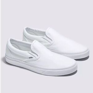 NWB Vans Classic 7.5 Canvas Slip-On Shoe in True White. Please see description!